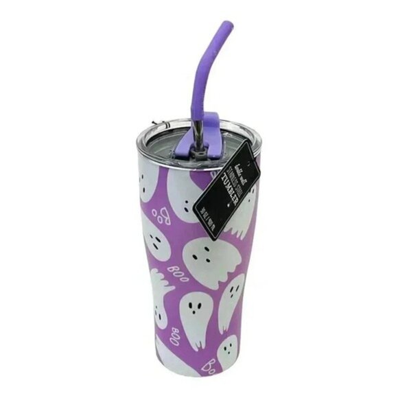 Wellness Double Wall Stainless Steel Tumbler Straw 30oz Halloween Boo Ghost - Picture 2 of 5